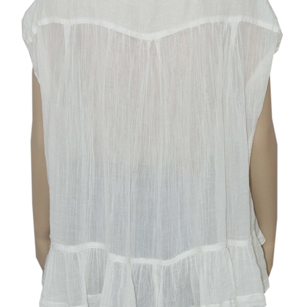 Free People FP One Georgia Blouse Top Lace Trim Capped Sleeve XS - Picture 9 of 10